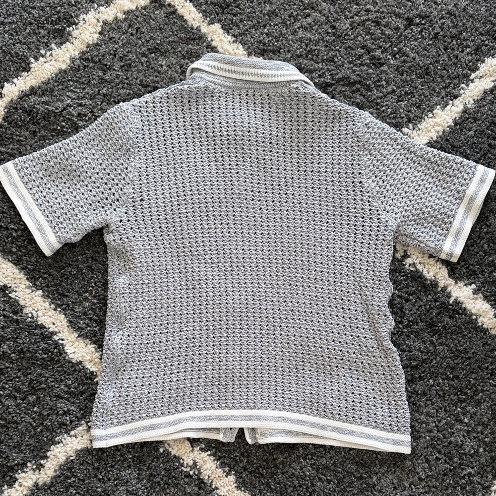 Reiss Meadows Light Gray Knit Short Sleeve Button-Up Shirt - Picture 5 of 5